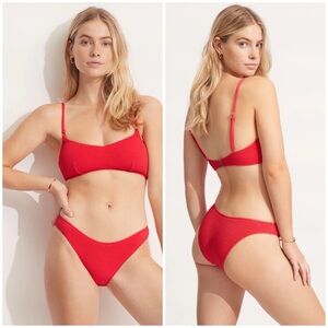 Anthropologie Seafolly SeaDive Swim Set In Chilli Red Size 8